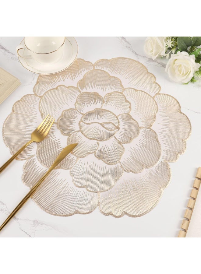 ChicAbode 6 قطع من أرضيات الطاولة المستديرة، أرضية طاولة مغطاة بالفيينيل الذهبي القابلة للتنظيف، لاستخدامها في طاولات الطعام، والاحتفالات الزفاف، وحفلات عيد الميلاد، متينة وسهلة التنظيف، مثالية للزخارف المنزلية ومركز الحدائق في المناسبات - Image 1